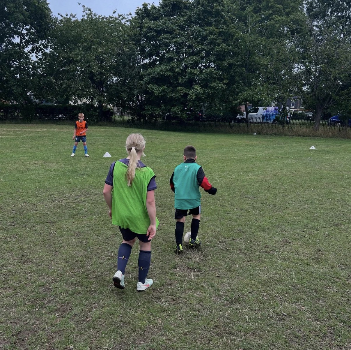 Players moving into a small-sided football game